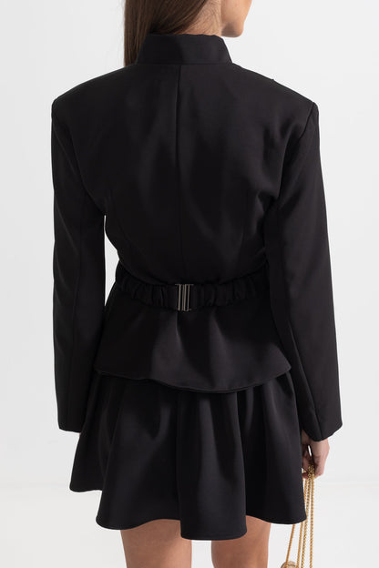 Conjunto de Duas Peças com Laços e Botões Dourados - Preto