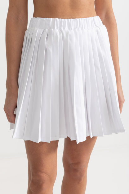 Conjunto de Veludo em Duas Peças com Saia Plissada Contrastante - Preto