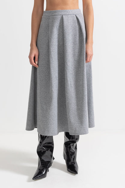 Conjunto Elegante de Blazer em Dois Peças e Saia Plissada - Cinza