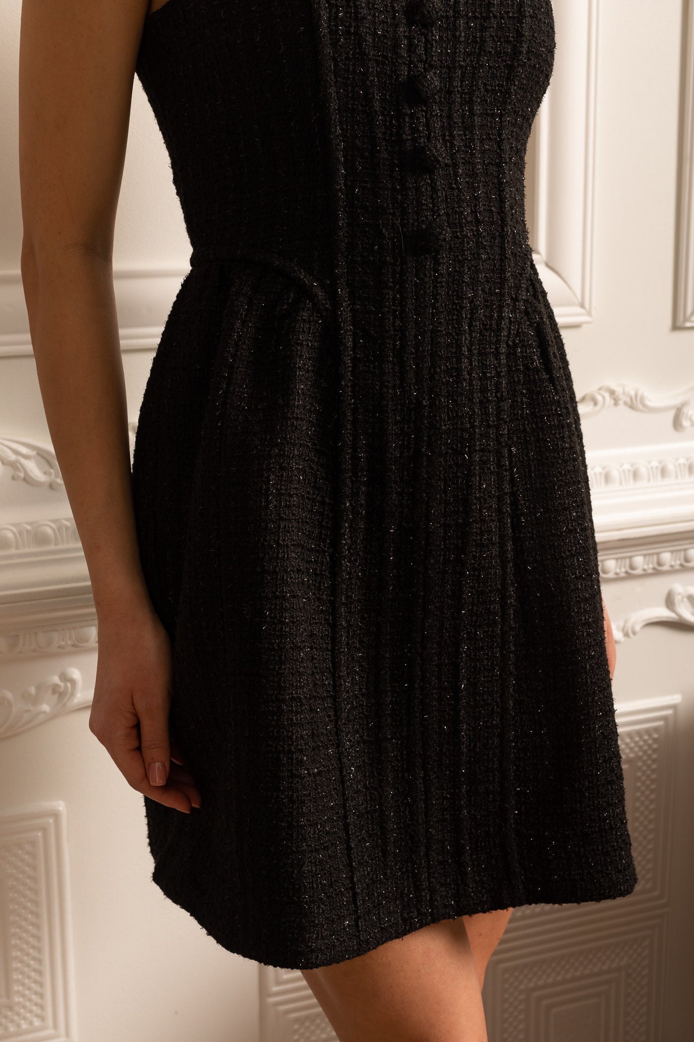 Vestido Mini Texturizado Sem Mangas Com Corpete - Preto