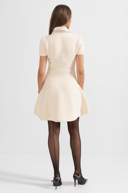 Vestido Elegante de Manga Curta - Ivoire