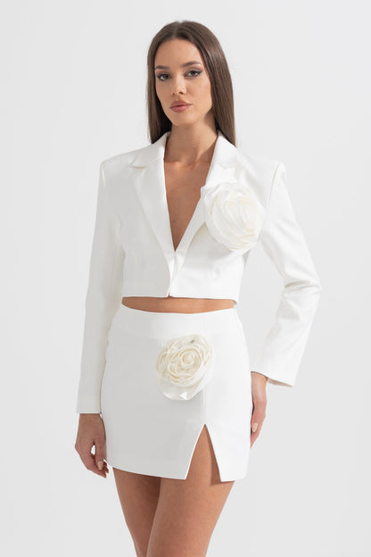 Conjunto de Acento Floral 3D em 2 Peças - Branco