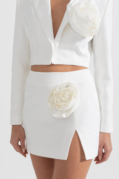 Conjunto de Acento Floral 3D em 2 Peças - Branco