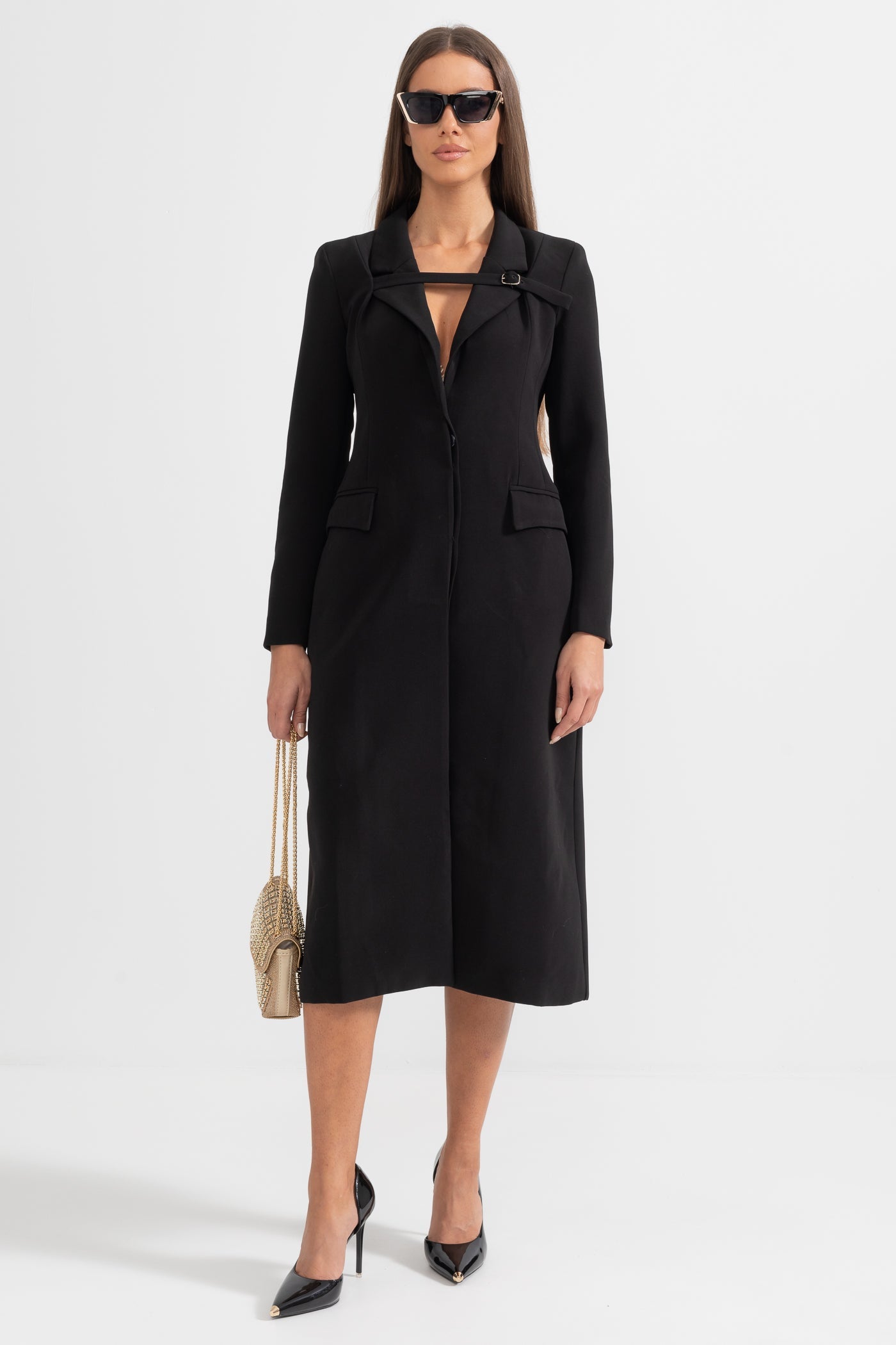 Casaco Trench Com Acento de Cintura - Preto