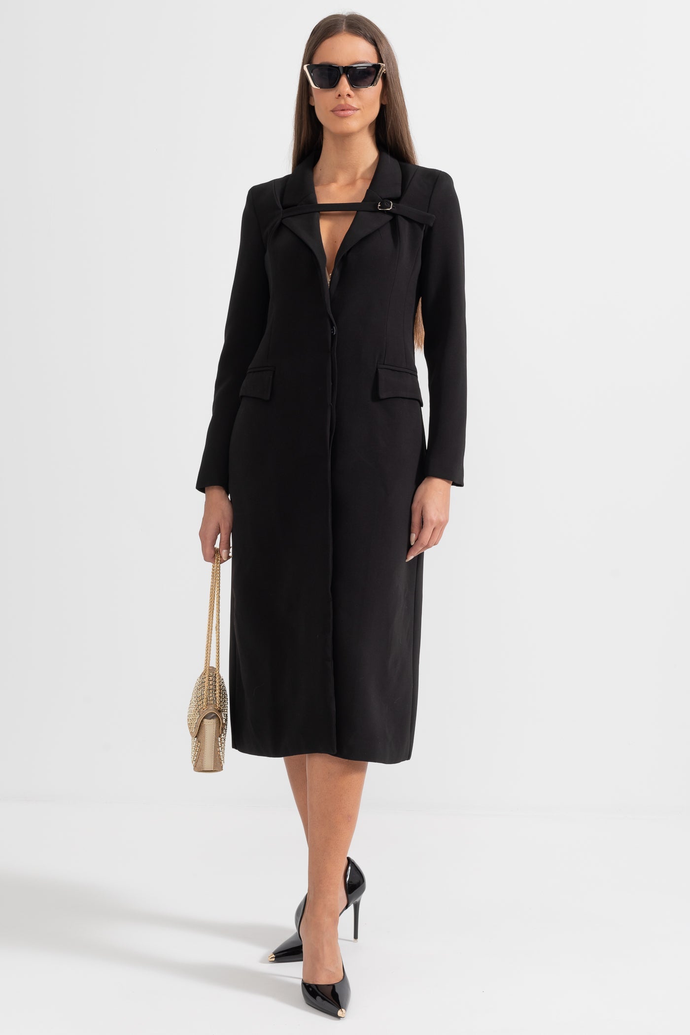 Casaco Trench Com Acento de Cintura - Preto