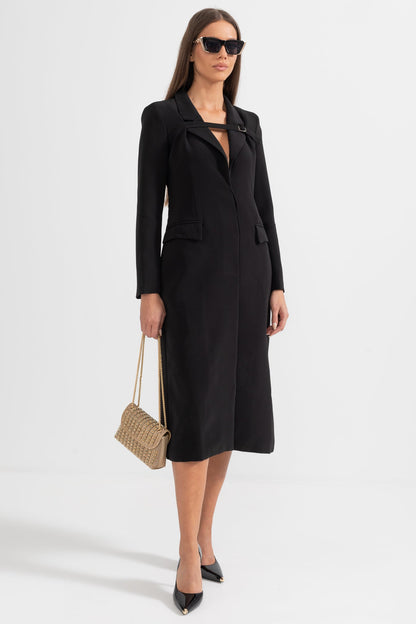 Casaco Trench Com Acento de Cintura - Preto