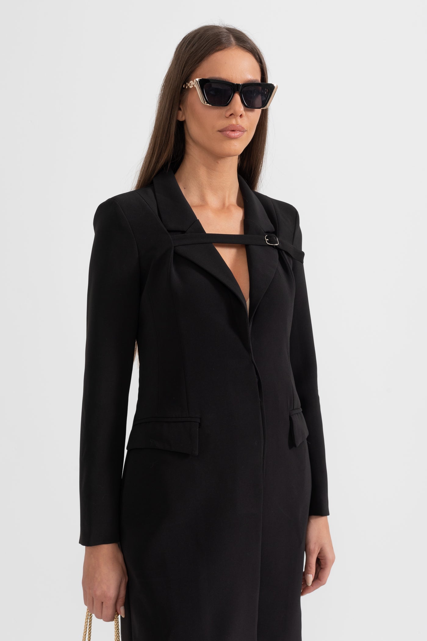Casaco Trench Com Acento de Cintura - Preto