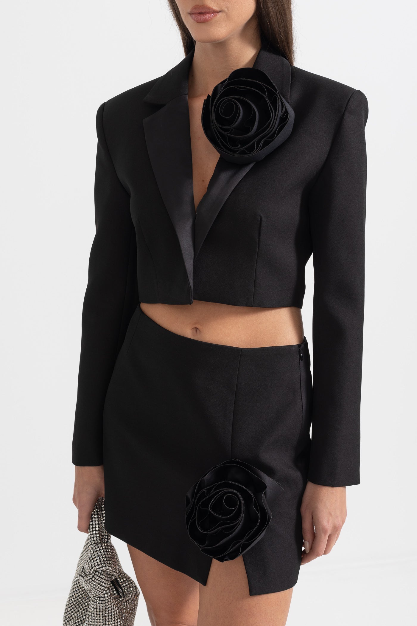 Conjunto de Acento Floral 3D em 2 Peças - Preto