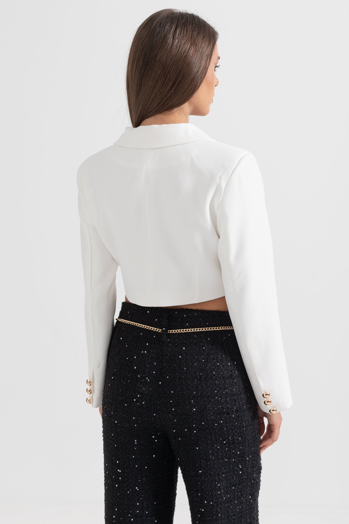 Blazer Contemporâneo Com Fecho Frontal Cruzado - Branco