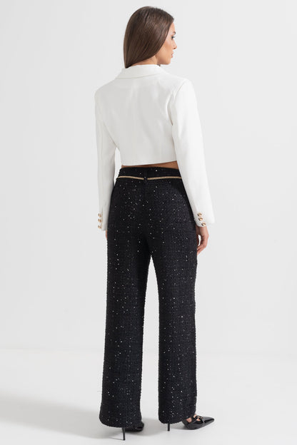 Blazer Contemporâneo Com Fecho Frontal Cruzado - Branco