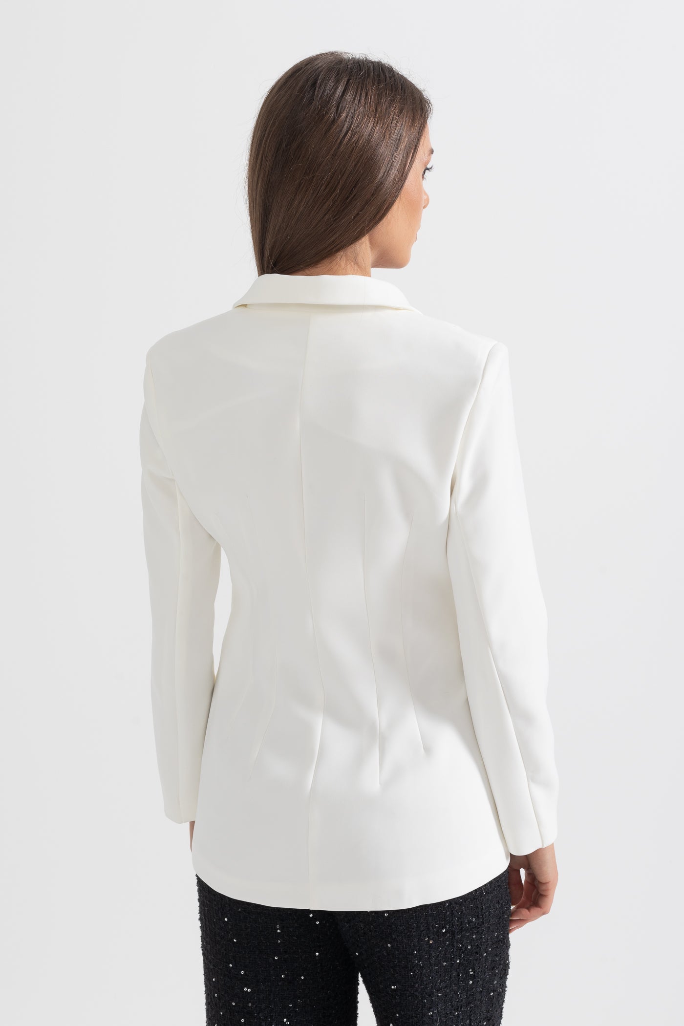 Blazer Ajustado Com Faixa Cruzada no Peito - Branco