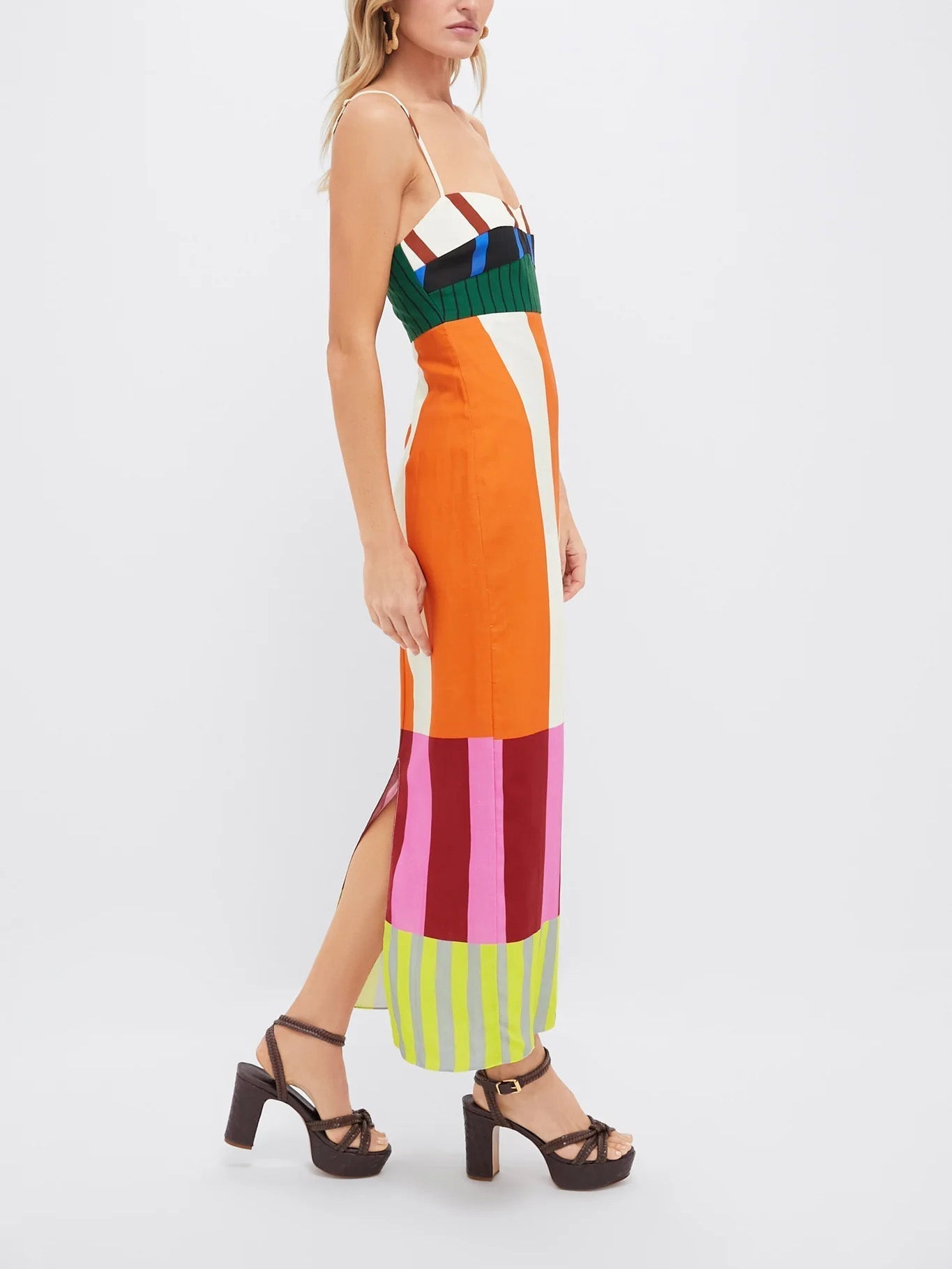 Paloma – Vestido longo listrado colorido