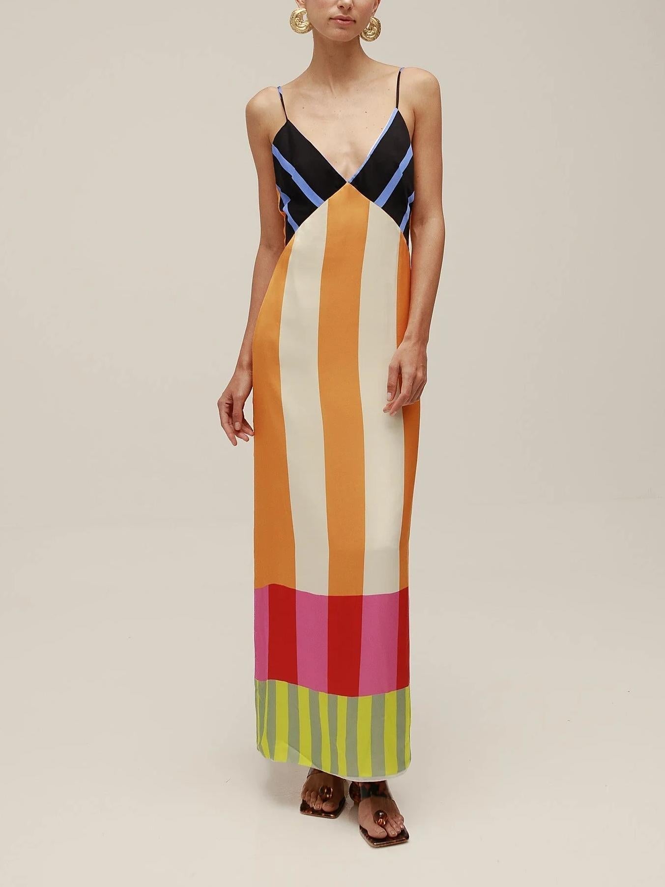 Paloma – Vestido longo listrado colorido