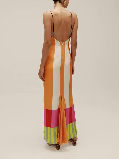 Paloma – Vestido longo listrado colorido