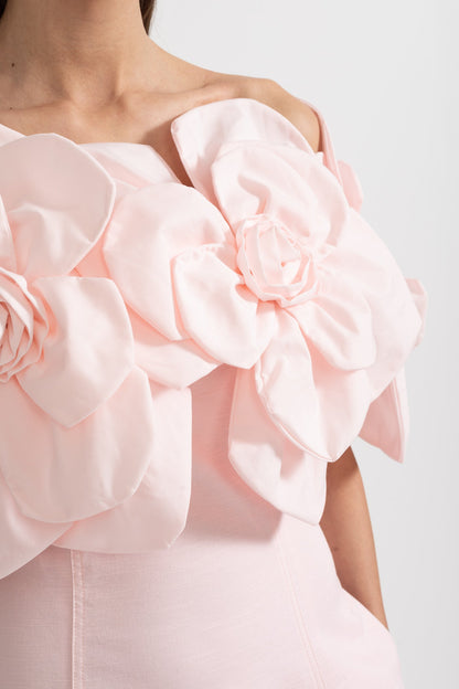 Inês | Midi Ombro a Ombro com Detalhes Florais