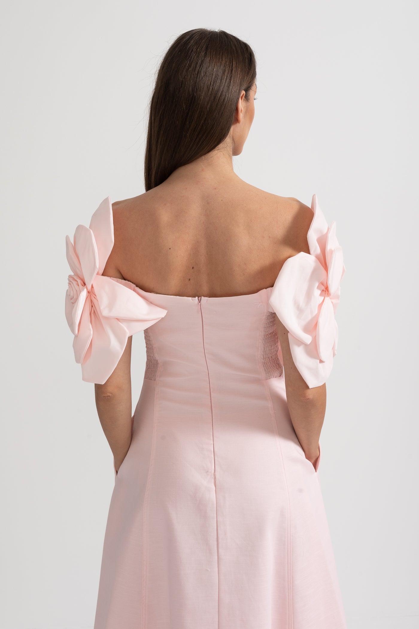 Inês | Midi Ombro a Ombro com Detalhes Florais