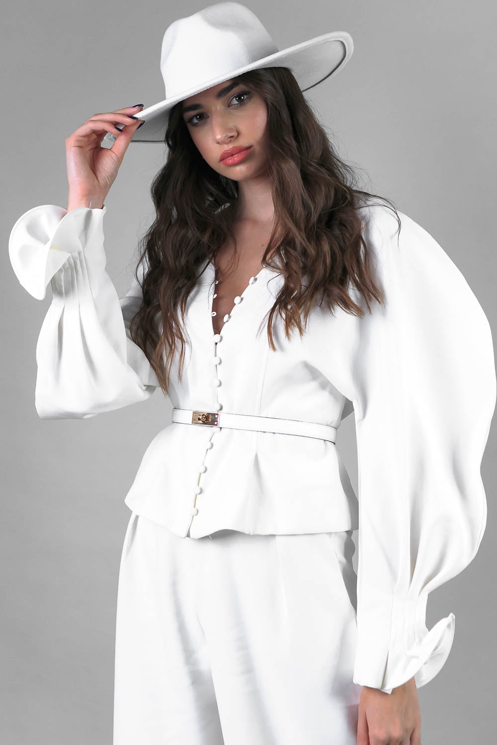 Cinto Slim Com Detalhes Dourados - Branco