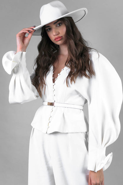 Cinto Slim Com Detalhes Dourados - Branco