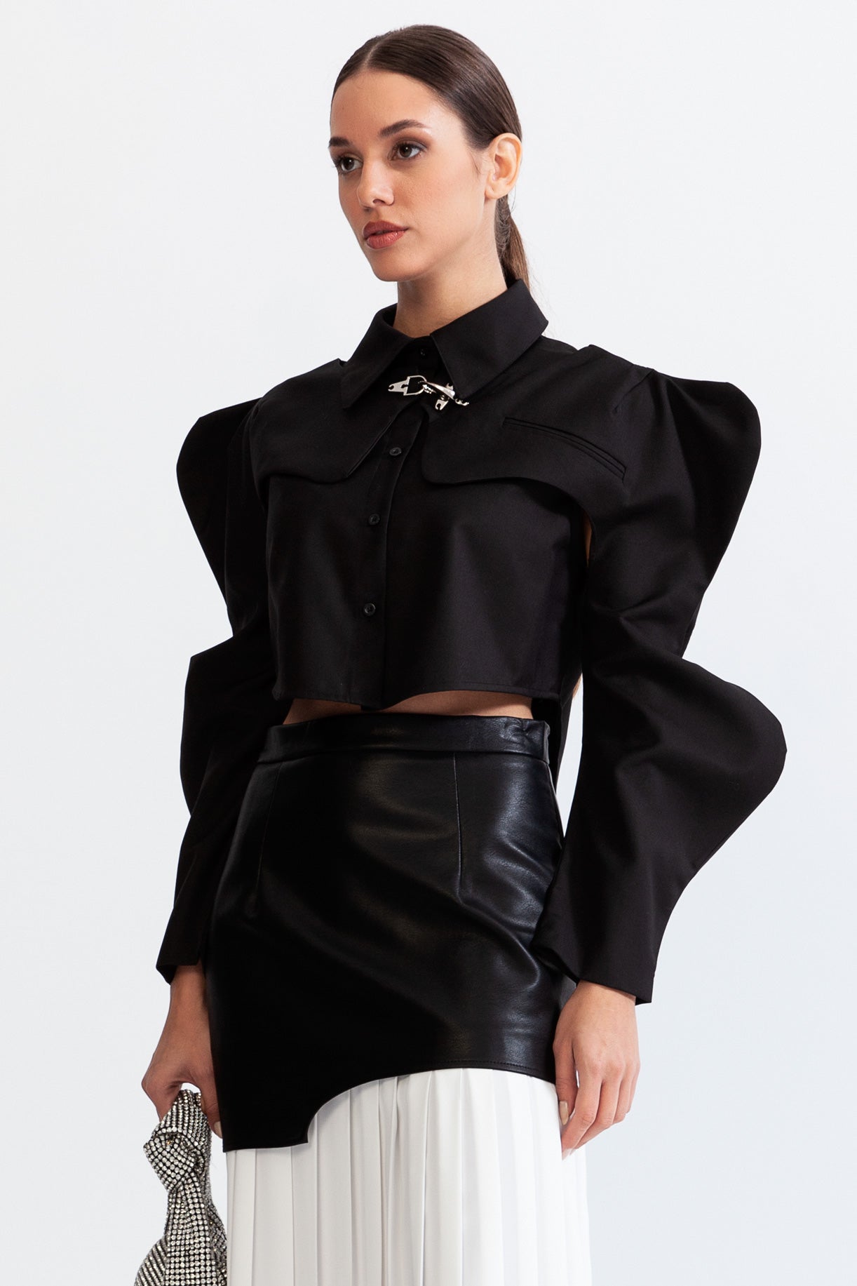 Camisa de Manga Longa com Borboleta - Preta