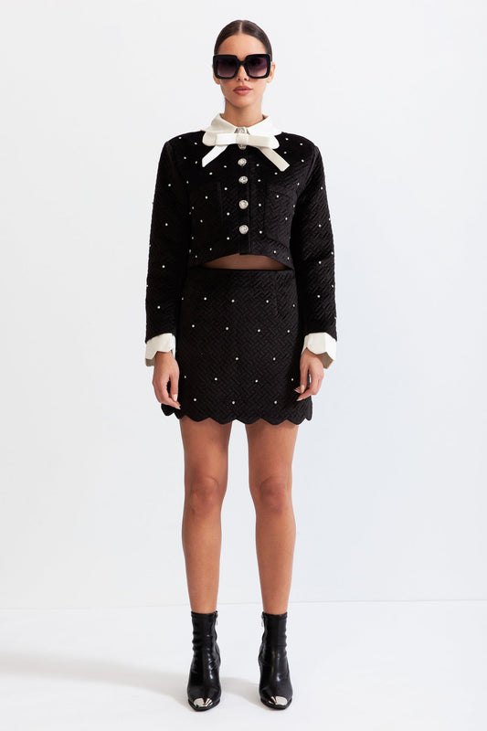 Conjunto de Joia de Veludo - Preto