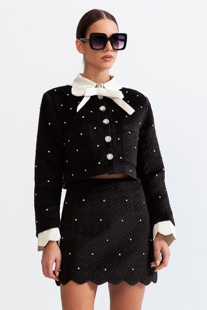 Conjunto de Joia de Veludo - Preto