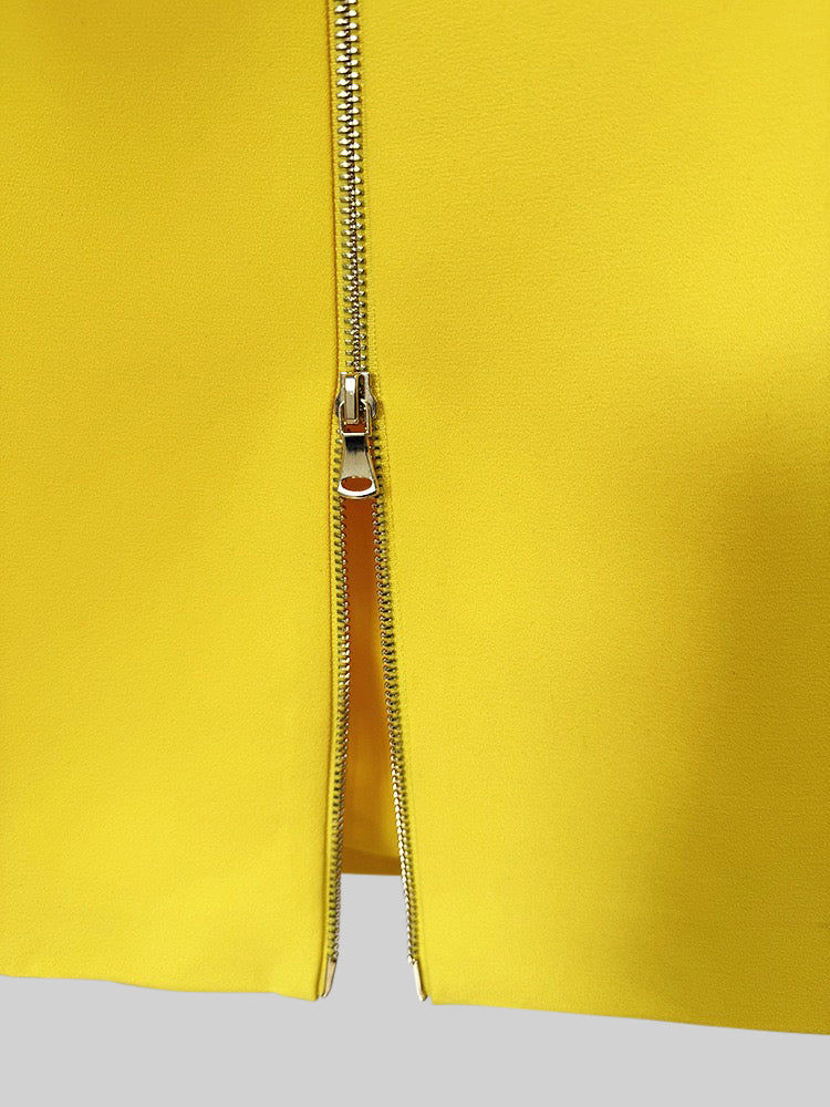 Conjunto com Diamantes e Saia Mini - Amarelo