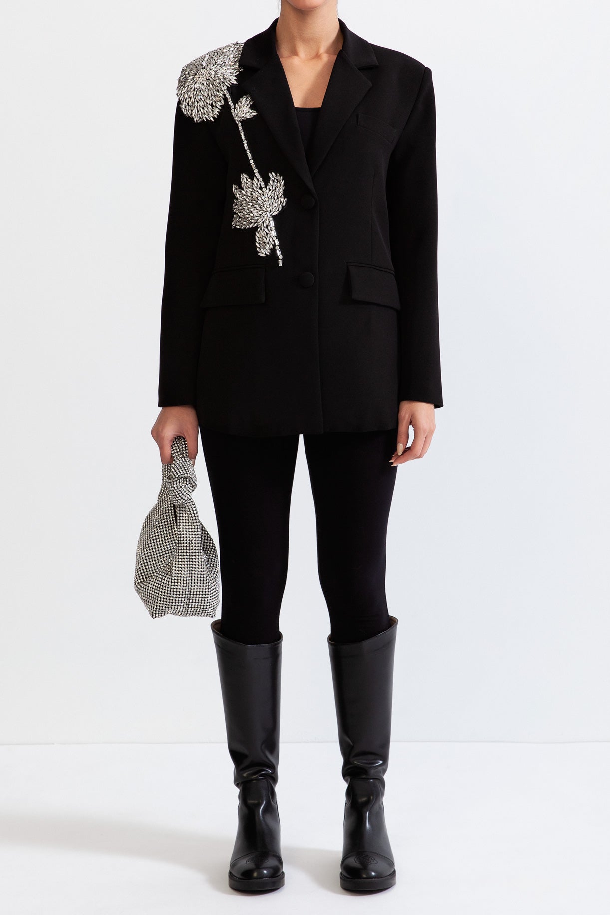 Blazer Jewel de um só botão - Preto