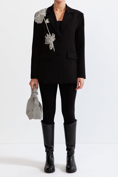 Blazer Jewel de um só botão - Preto