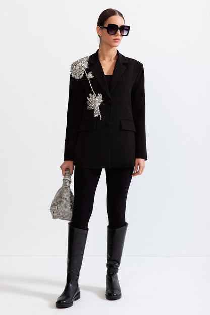 Blazer Jewel de um só botão - Preto