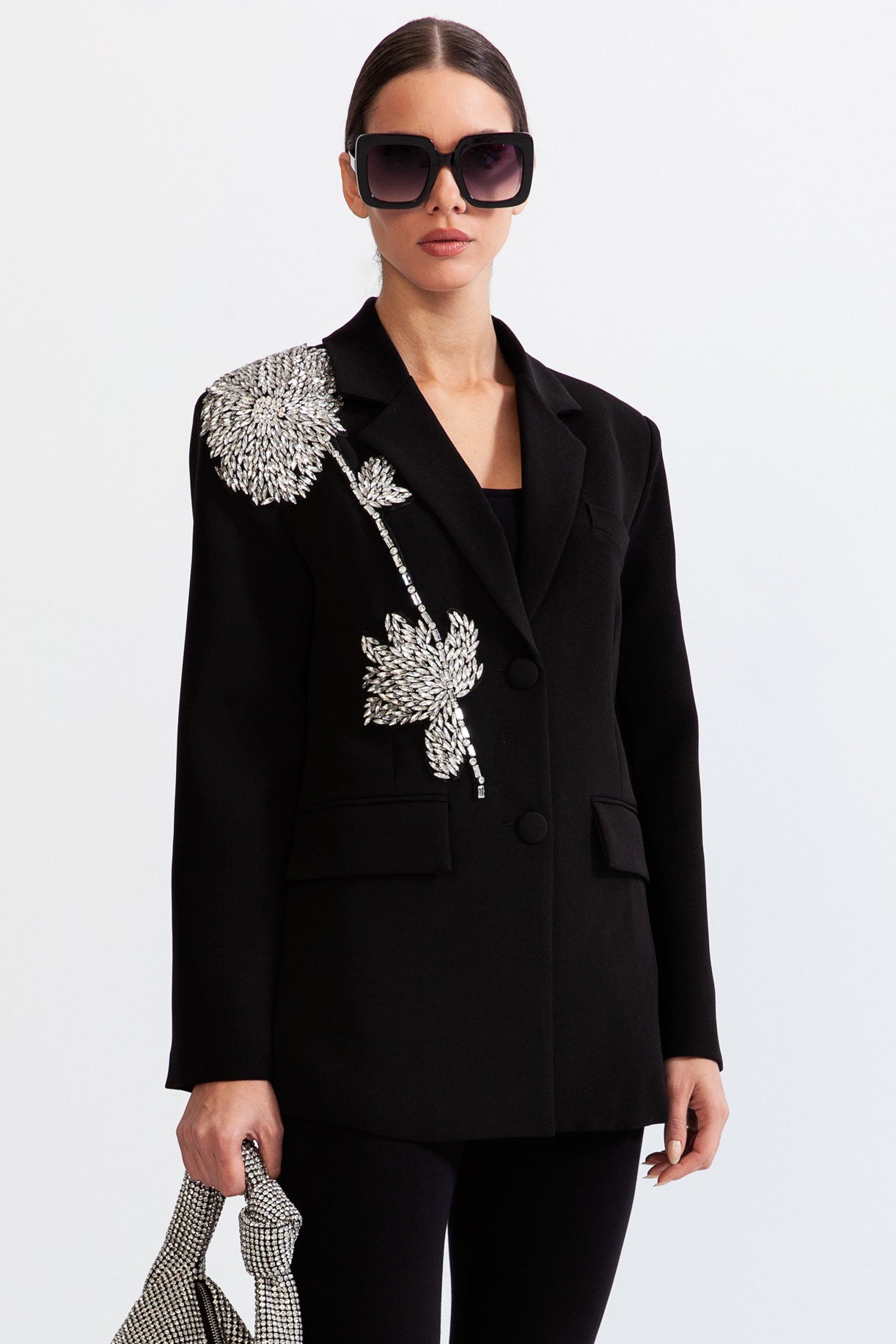 Blazer Jewel de um só botão - Preto