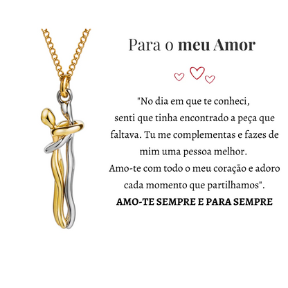 Colar Abraço-Infinito® Dourado com Dedicatória