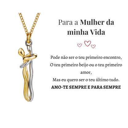 Colar Abraço-Infinito® Dourado com Dedicatória