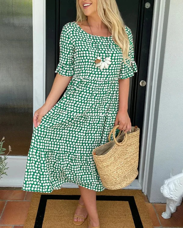 Blythea | Vestido midi casual com babados