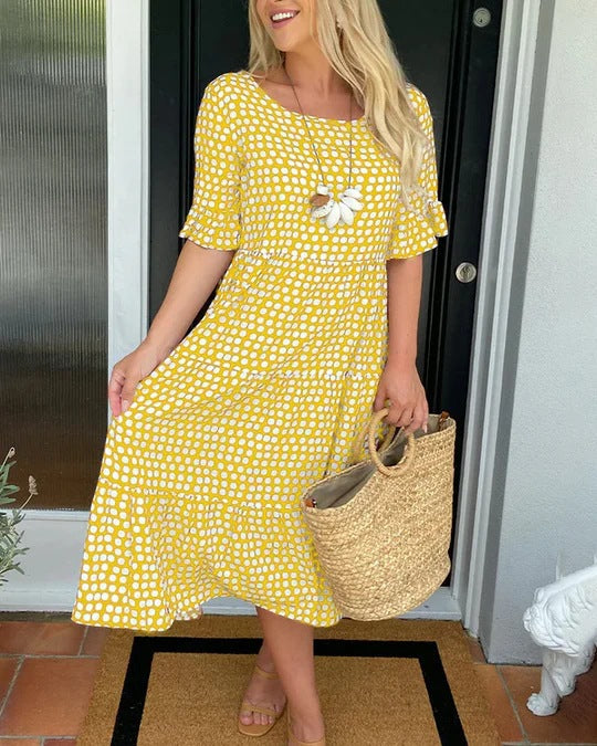 Blythea | Vestido midi casual com babados