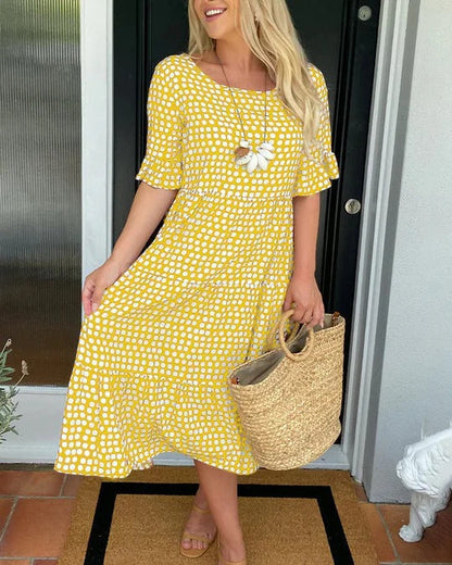 Blythea | Vestido midi casual com babados