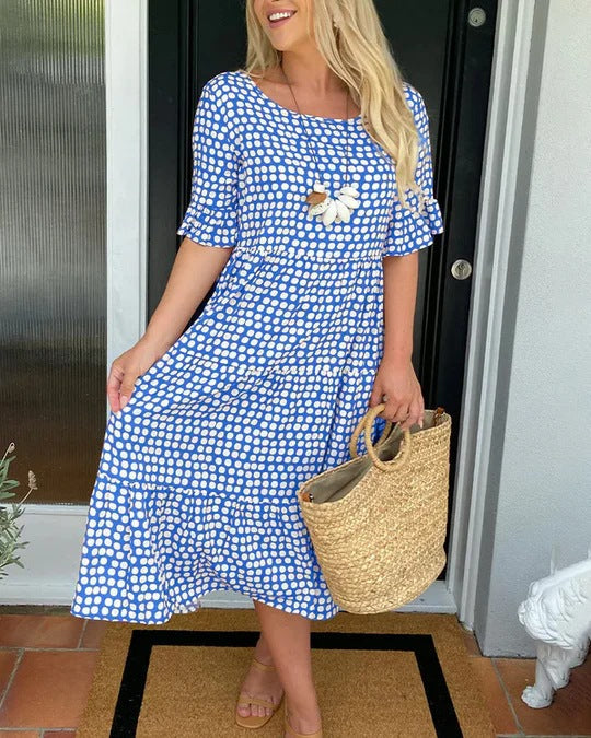 Blythea | Vestido midi casual com babados