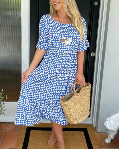 Blythea | Vestido midi casual com babados