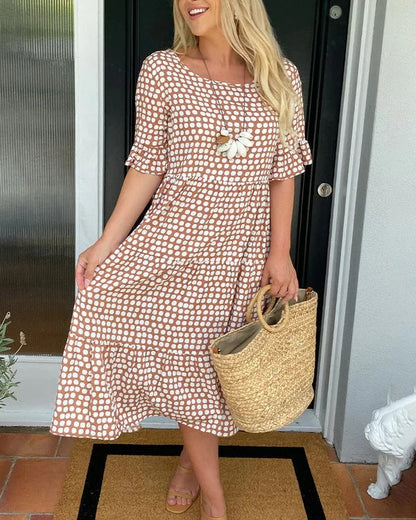 Blythea | Vestido midi casual com babados