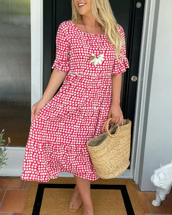 Blythea | Vestido midi casual com babados