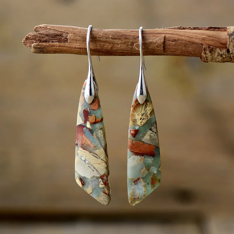 Brincos Vintage com Pedra Natural