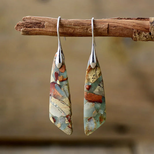 Brincos Vintage com Pedra Natural