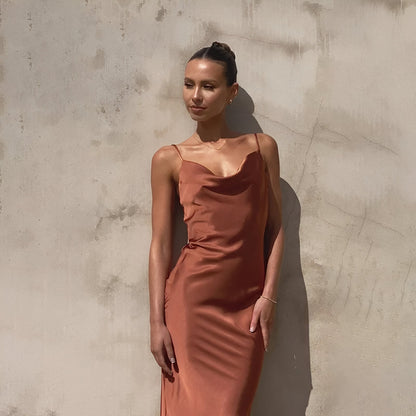 Rosa Elena™ | Vestido longo de cetim