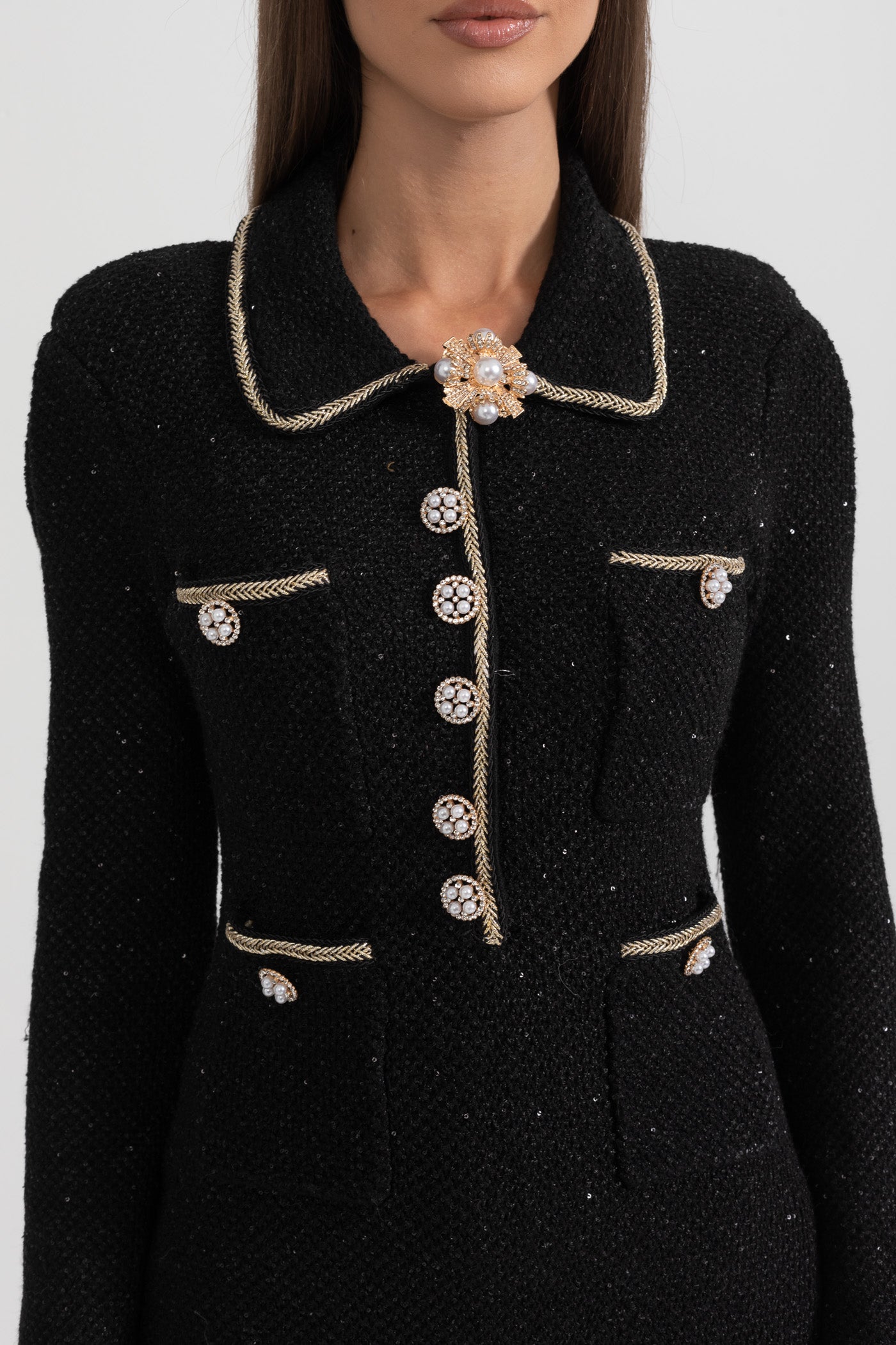 Vestido texturizado de malha - Preto
