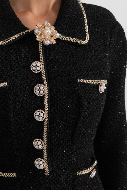 Vestido texturizado de malha - Preto