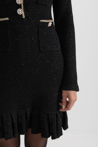 Vestido texturizado de malha - Preto