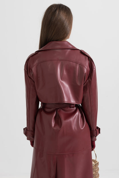 Casaco Trench de Couro Vegan - Borgonha