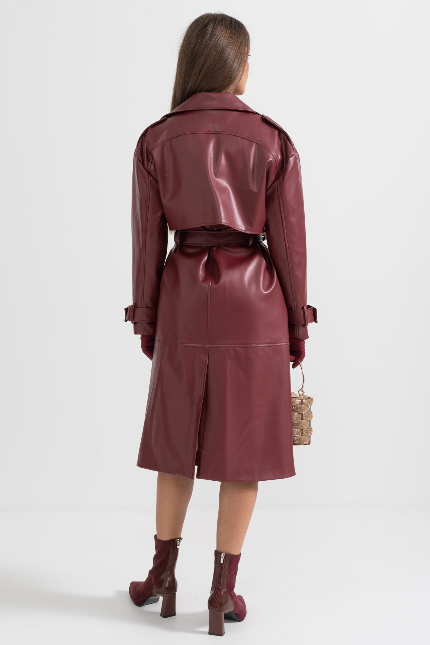 Casaco Trench de Couro Vegan - Borgonha