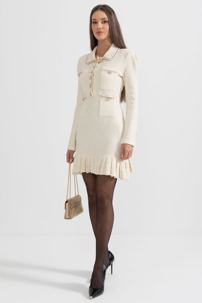 Vestido de malha texturizada - Ivoire
