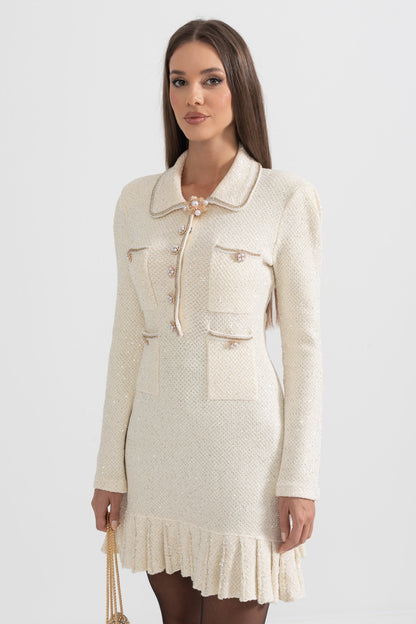 Vestido de malha texturizada - Ivoire