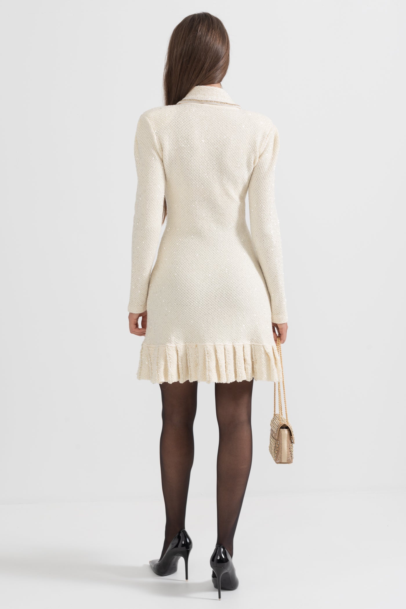Vestido de malha texturizada - Ivoire